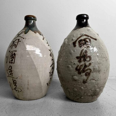 Glazed Ceramic Sake Bottles, Japan, 1890s, Set of 2-DWL-1703870