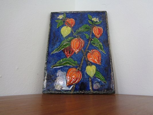 Glazed Ceramic Wall Panels with Flowers by Werner Meschede for Karlsruher Majolika, 1960s, Set of 2-RDW-1394679