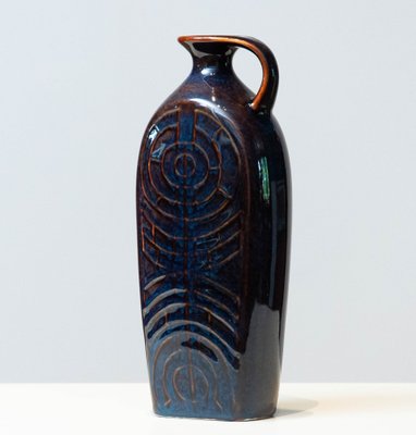 Glazed Midnight Blue and Brown Pitcher by Carl Harry Stålhane for Rörstrand, 1950s-JE-1386132