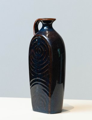 Glazed Midnight Blue and Brown Pitcher by Carl Harry Stålhane for Rörstrand, 1950s-JE-1386132