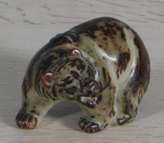 Glazed Stoneware Bear Figurine by Knud Kyhn for Royal Copenhagen, 1950s