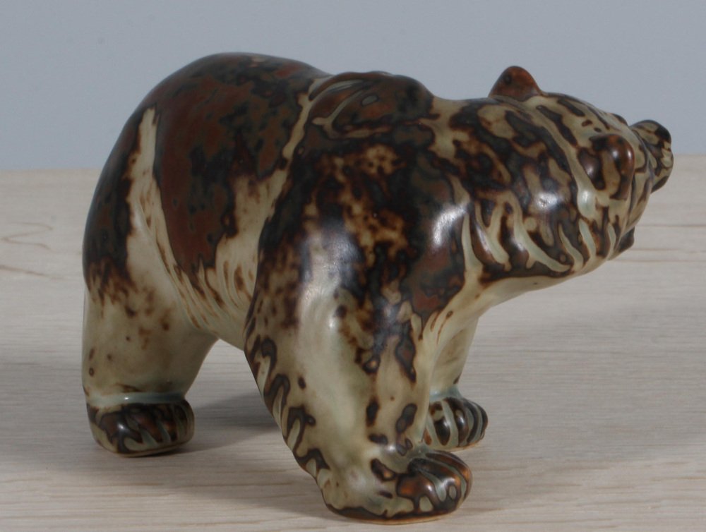 Glazed Stoneware Bear Figurine by Knud Kyhn for Royal Copenhagen, 1950s