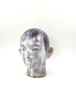 Glazed Terracotta Boy Head, France, 1958-TXN-1013106