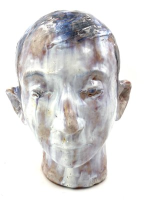 Glazed Terracotta Boy Head, France, 1958-TXN-1013106