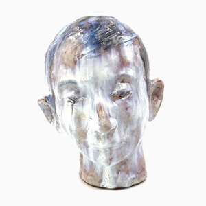 Glazed Terracotta Boy Head, France, 1958-TXN-1013106