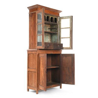 Glazed Wooden China Cabinet-NQ-624941