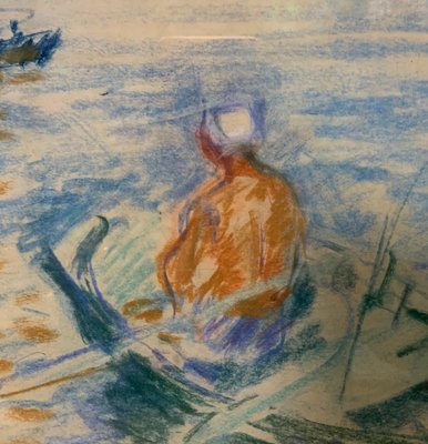 Gleb Savinov, Boat on the Lake, Pastel, 1950-QUE-955764