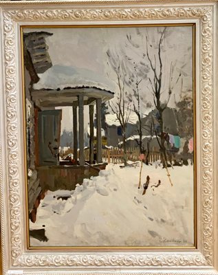 Gleb Savinov, Dacha in Winter, 1980, Oil on canvas-QUE-1047493