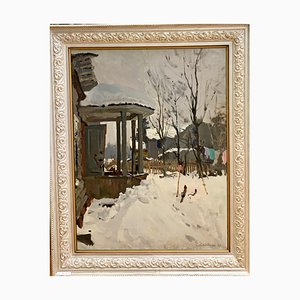 Gleb Savinov, Dacha in Winter, 1980, Oil on canvas-QUE-1047493