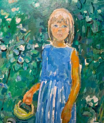 Gleb Savinov, Little Girl in the Garden Flowers, 1990s-QUE-943976