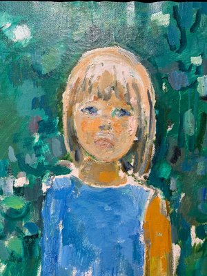 Gleb Savinov, Little Girl in the Garden Flowers, 1990s-QUE-943976