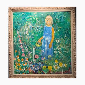 Gleb Savinov, Little Girl in the Garden Flowers, 1990s-QUE-943976