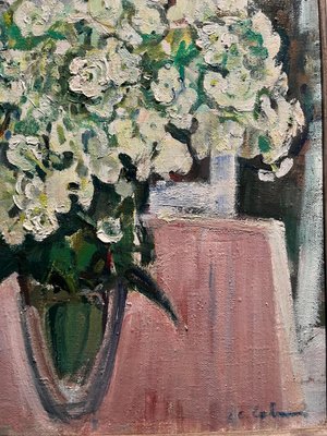 Gleb Savinov, White Flowers, 1990, Oil on Canvas-QUE-1729791