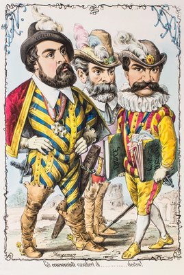 Gli Economisti Cavalieri di Destra - Original Lithograph by A. Maganaro - 1870s 1870s-ZCI-761133