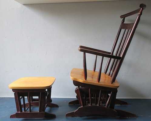 Glider Rocking Chair and Ottoman, 1960s, Set of 2-ED-1736823