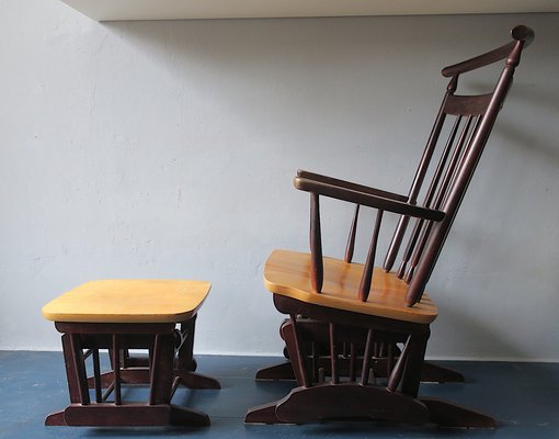 Glider Rocking Chair and Ottoman, 1960s, Set of 2-ED-1736823