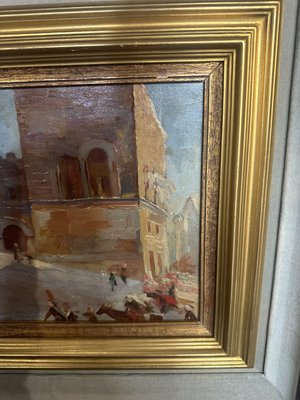 Glimpse of Palazzo Corvaja in Taormina, 1920s, Oil on Wooden Panel-UAI-2028974