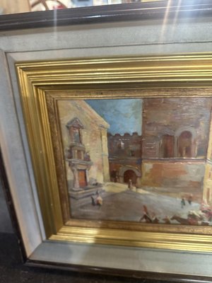 Glimpse of Palazzo Corvaja in Taormina, 1920s, Oil on Wooden Panel-UAI-2028974