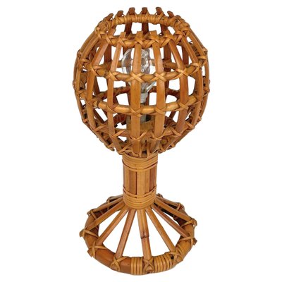 Globe Rattan Table Lamp, France, 1960s-LYQ-1171448