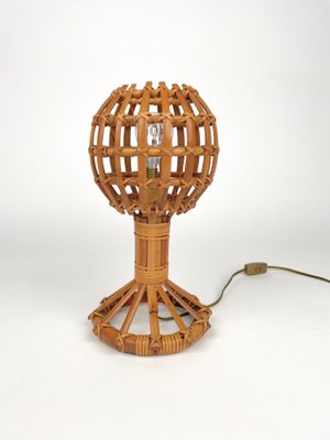 Globe Rattan Table Lamp, France, 1960s-LYQ-1171448