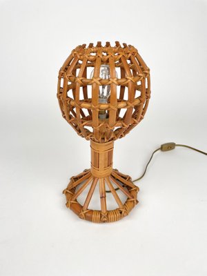 Globe Rattan Table Lamp, France, 1960s-LYQ-1171448