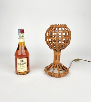 Globe Rattan Table Lamp, France, 1960s-LYQ-1171448