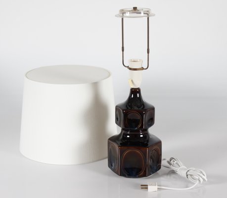 Glossy Dark Glaze Stoneware Table Lamp by Einar Johansen for Søholm Stentøj, 1960s-QQ-1417534