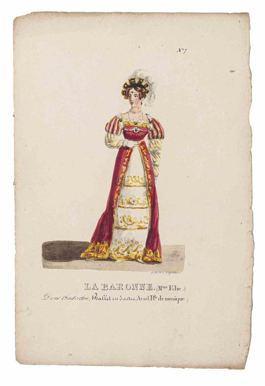 Godefroy Engelmann, Grands Théâtres de Paris, La Baronne, Original Lithograph, 19th Century