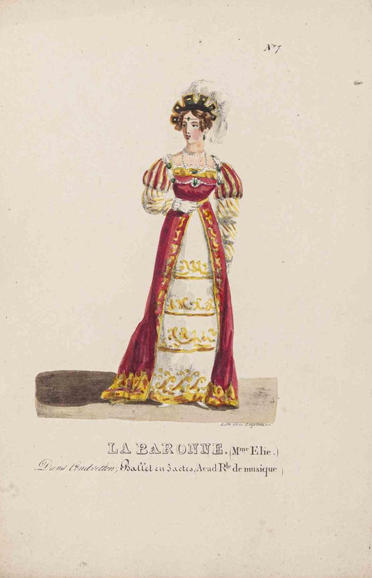 Godefroy Engelmann, Grands Théâtres de Paris, La Baronne, Original Lithograph, 19th-Century