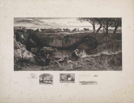 Godefroy Jadin, Landscape, Original Lithograph, Late 19th Century-ZCI-1362766