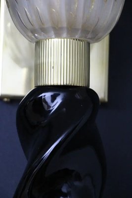 Gold and Black Murano Glass Sconces in the style of Barovier, 1990, Set of 2-YF-1711119