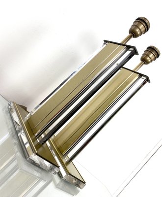 Gold and Clear Acrylic Glass Table Lamps, Belgium, 1970s, Set of 2-WZZ-1008671