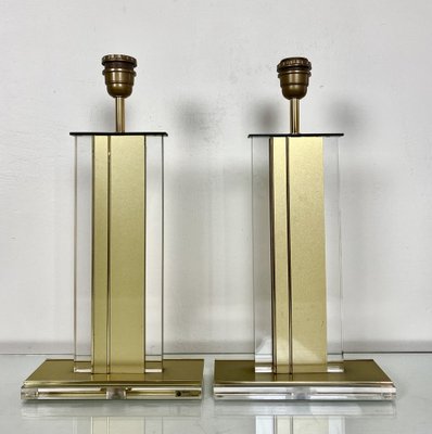 Gold and Clear Acrylic Glass Table Lamps, Belgium, 1970s, Set of 2-WZZ-1008671