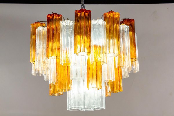 Gold and Clear Murano Glass Tronchi Chandelier, 1970s-MBH-1032620