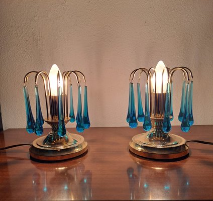 Gold and Electric Blue Murano Table Lamps, 1970s, Set of 2-HIT-1759654