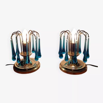 Gold and Electric Blue Murano Table Lamps, 1970s, Set of 2-HIT-1759654