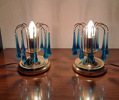 Gold and Electric Blue Murano Table Lamps, 1970s, Set of 2-HIT-1759654