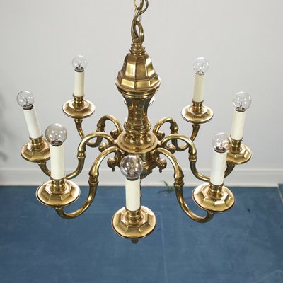 Gold and Metal 8-Light Chandelier, 1970s-ZLY-669392