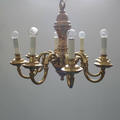 Gold and Metal 8-Light Chandelier, 1970s-ZLY-669392