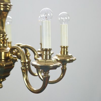 Gold and Metal 8-Light Chandelier, 1970s-ZLY-669392