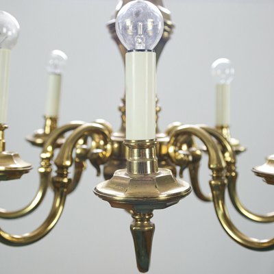 Gold and Metal 8-Light Chandelier, 1970s-ZLY-669392