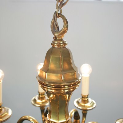 Gold and Metal 8-Light Chandelier, 1970s-ZLY-669392