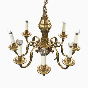 Gold and Metal 8-Light Chandelier, 1970s-ZLY-669392