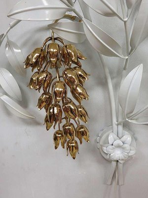 Gold and Metal Wall Lamp, 1970s-BW-830072