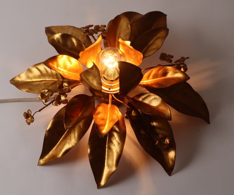 Gold Bell Flower Wall Lamp attributed to Hans Kögl, 1970s-ESB-1386885