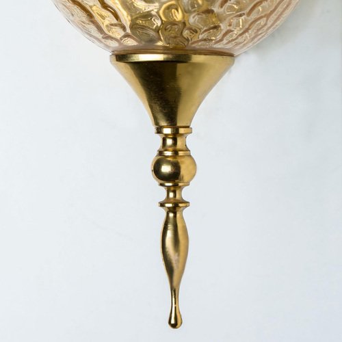 Gold Brass Sphere Blown Glass Wall Light in style of Angelo Brotto, Italy, 1960s