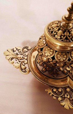 Gold Bronze Ottoman Style Inkwell with Tray-AWH-783598