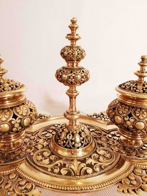 Gold Bronze Ottoman Style Inkwell with Tray-AWH-783598