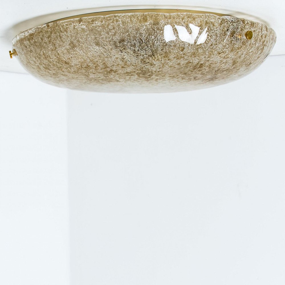 Gold Brown and Textured Glass Flush Mount from Hillebrand, 1960s