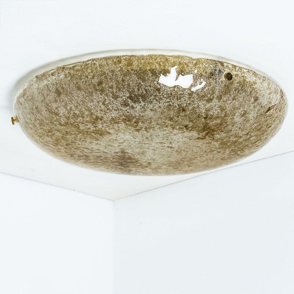 Gold Brown and Textured Glass Flush Mount from Hillebrand, 1960s